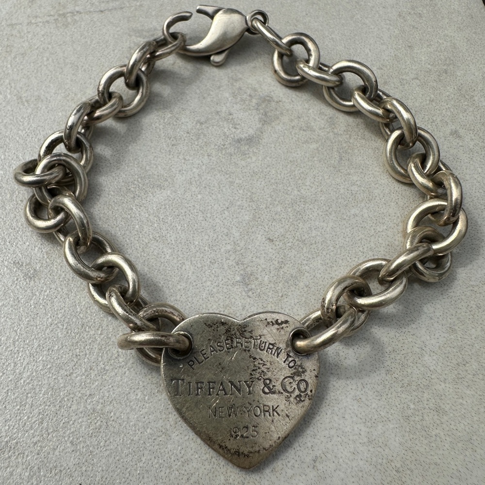 Tiffany & Co. Silver Chain Bracelet with Heart Tag